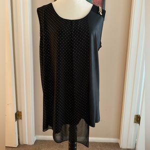 Vintage Picadilly Fashion Black Asymetrical Two-tone Tank Top